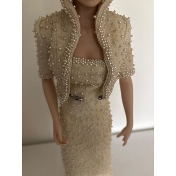 Princess Diana Porcelain Doll In Pearl Embellished Evening Gown W/ Tiara & Stand - Picture 11 of 16
